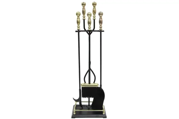 Oxford Fireplace Tool Set in Black & Polished Brass