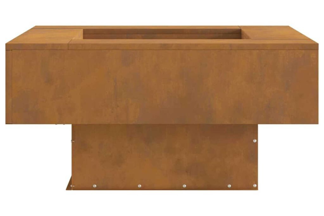 High-Quality Square Fire Pit 80 x 80 x 40 cm in Rusty Brown Weathering Steel