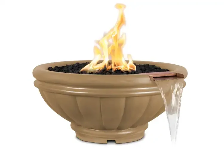 The Outdoor Plus 24" Roma GFRC – Fire & Water Bowl - Brown