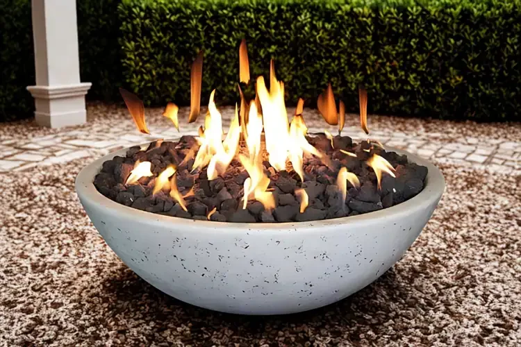 Grand Canyon White 48" x 16" Concrete Gas Fire Bowl with Burner