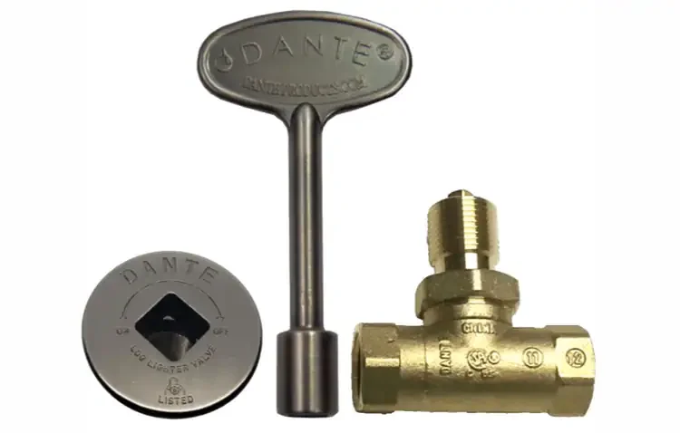 Pewter Floor Plate With Gas Valve Key And Straight Valve