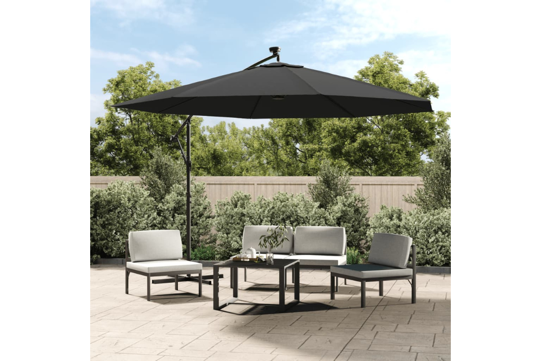 Cantilever Garden Parasol with LED Lights and Metal Pole 350 cm in Anthracite with UV Resistant