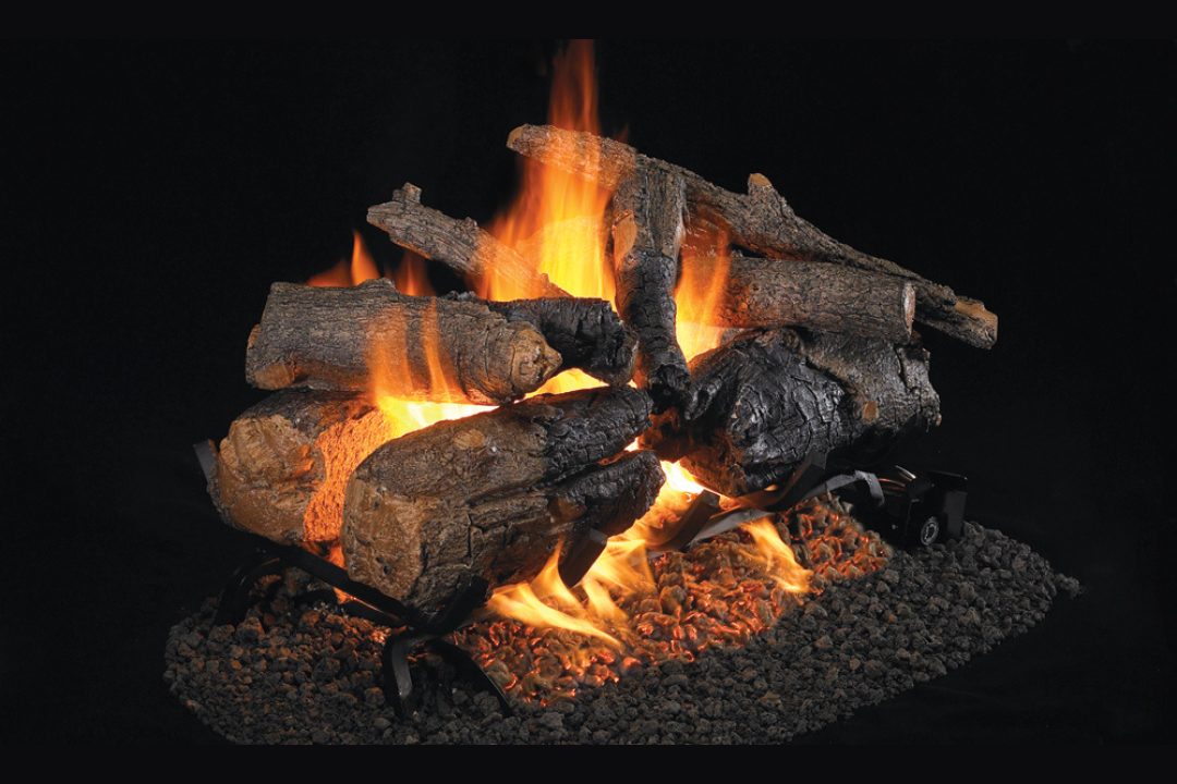 Real Fyre Charred American Oak See-Thru Gas Log 18" Set with Burner