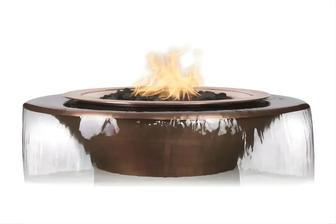 The Outdoor Plus 30" Cazo Fire & Water Bowl ® Copper 360° Spill