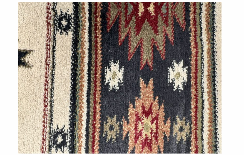 Desert Beige Rectangular Olefin Hearth Rug Close Up