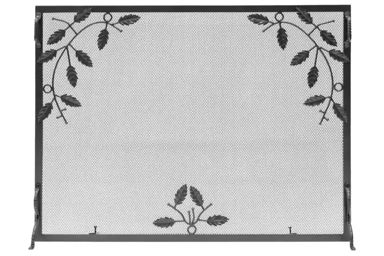 Weston Flat Fireplace Screens – Hand-Forged Decorative Hearth Guard Made from Wrought Iron in Graphite 44" x 33"