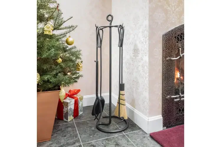Shepherd’s Hooks Fireplace Tool Set – Wrought Iron, Graphite Finish, 30”