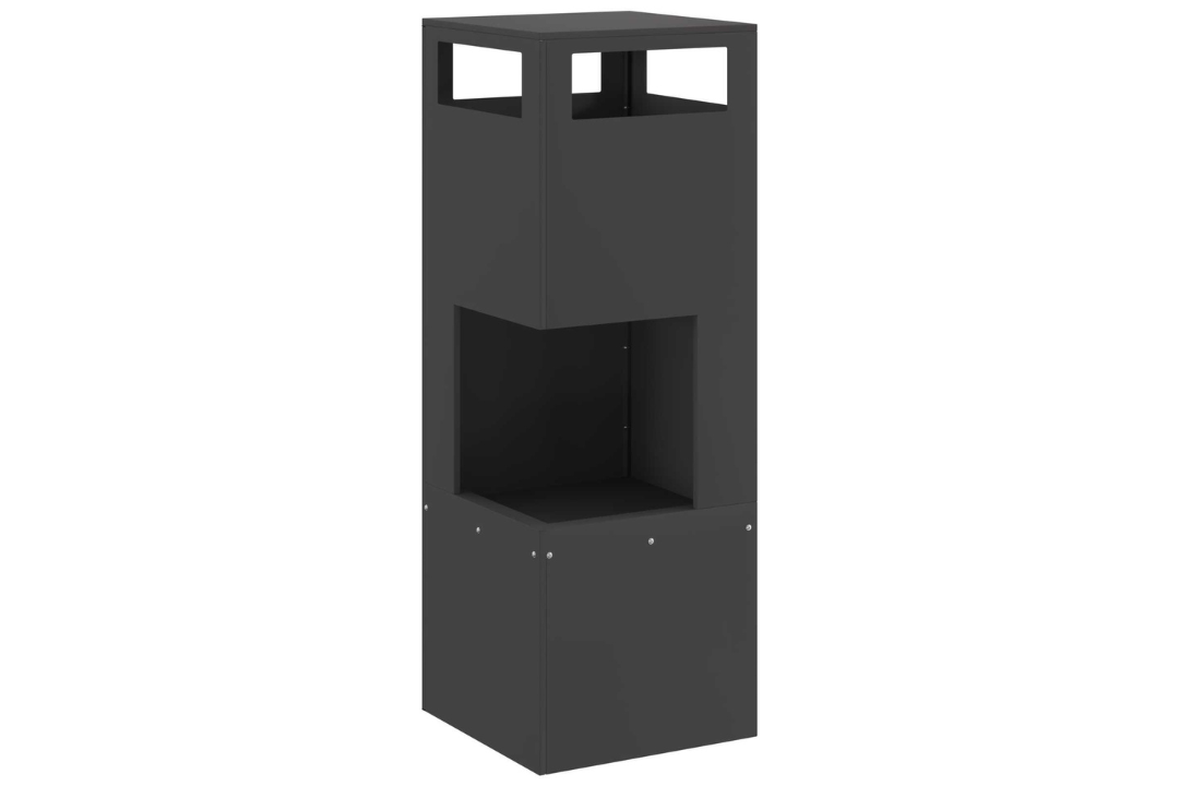 Square Steel Fire Pit 35 x 35 x 100 cm in Black