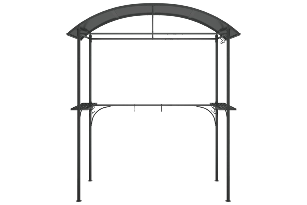 BBQ Gazebo Anthracite Steel with PC Board Roof, Shelves & Hooks with Heat Insulation