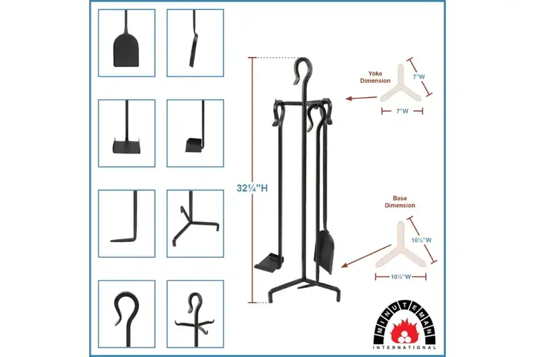 Berlin Fireplace Tool Set – Minimalist Wrought Iron Fireplace Accessories Specifications