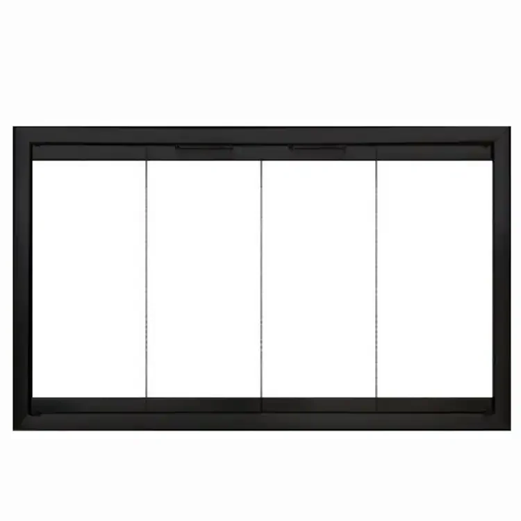 Custom-Size Flat Black Prefab Fireplace Door - Inside Fit