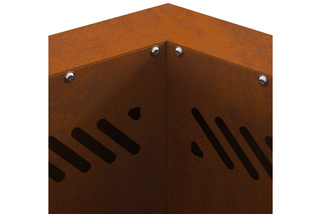 Rustic Smokeless Fire Pit Hexagonal 38 x 38 x 51 cm in Rusty Brown Weathering Steel
