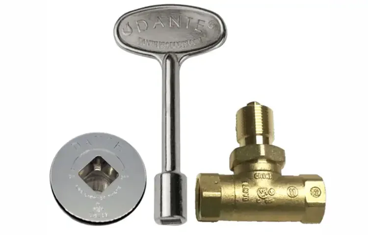 Chrome Floor Plate With Gas Valve Key And Angled Valve
