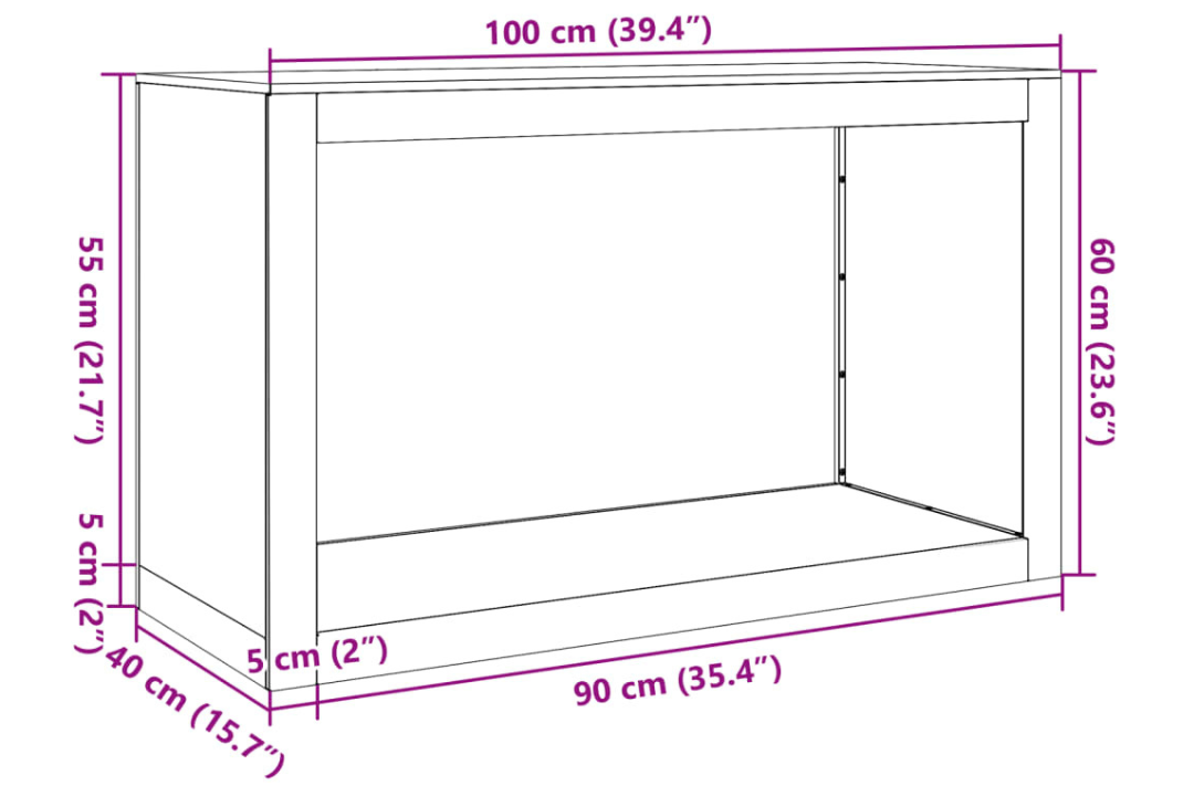 Firewood Rack 100 x 40 x 60 cm in Anthracite Made of Steel Specifications