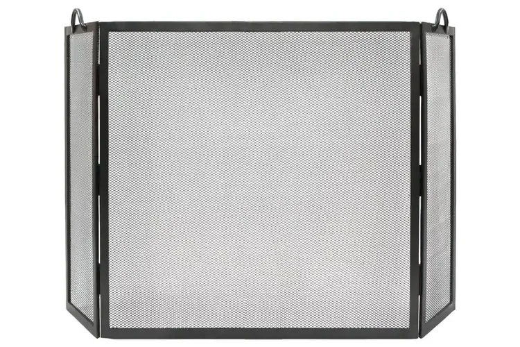 Twisted Rope Folding Fireplace Screen in Graphite with Movable Side Panels