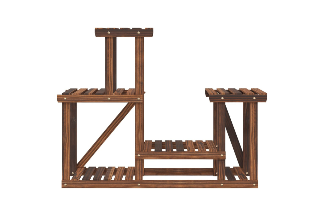 Sturdy Solid Wood Fir Flower Stand 90 x 25 x 73.5 cm in Carbonized Brown