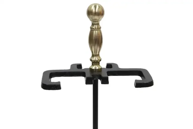 Oxford Fireplace Tool Set in Black & Polished Brass Yoke