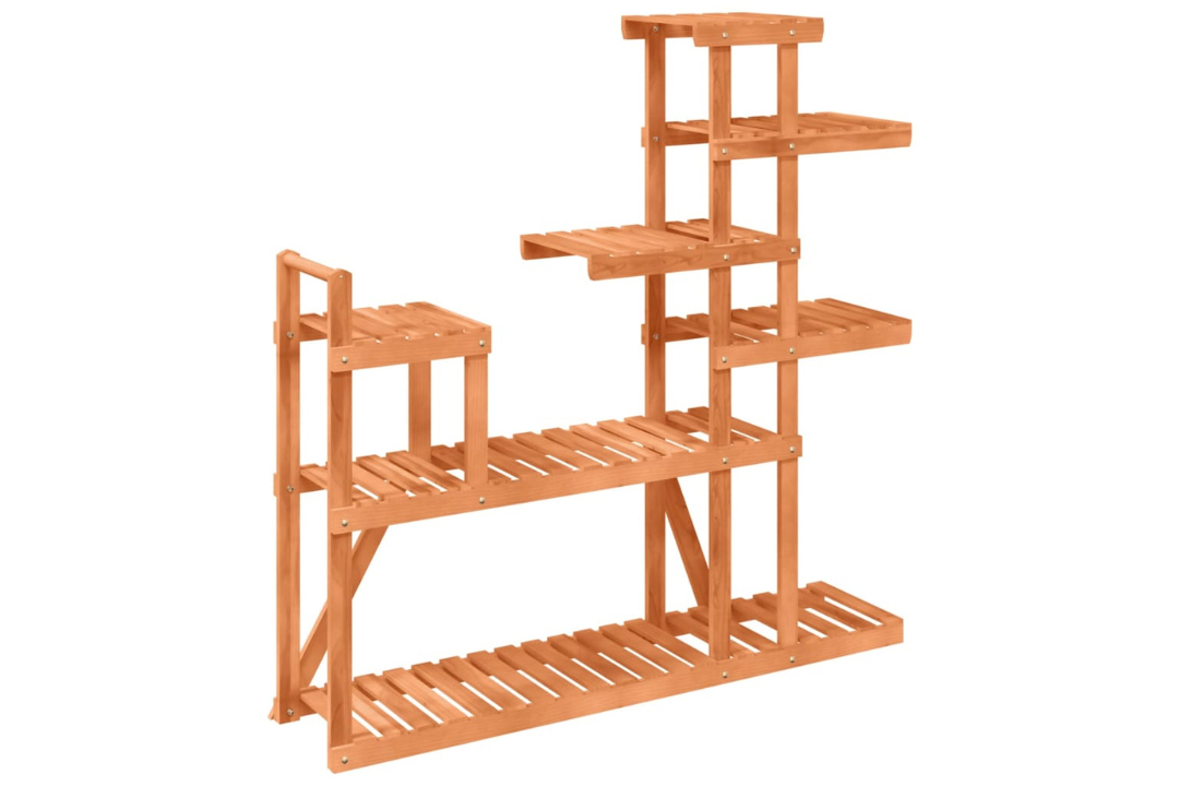 Spacious Solid Wood Fir Flower Stand 110 x 25 x 111 cm in Light Brown