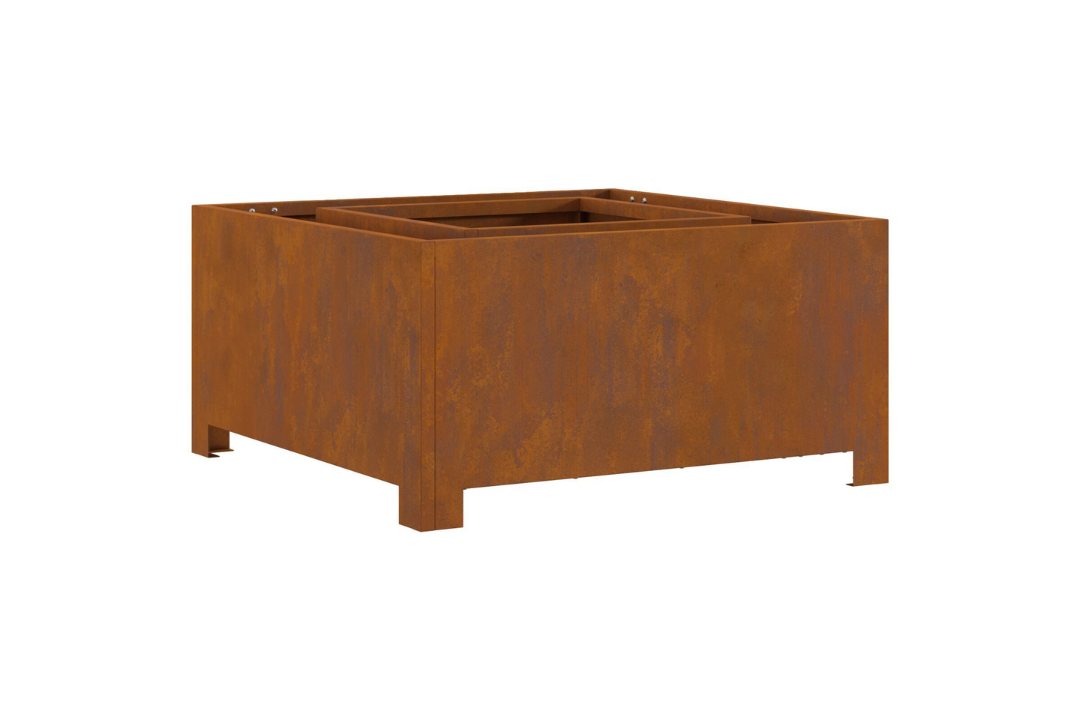 Fire Pit Square 60 x 60 x 30 cm in Rusty Brown