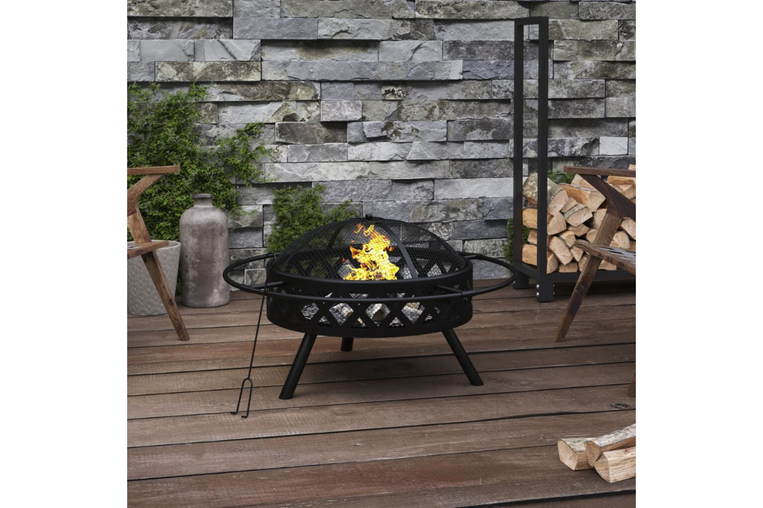 Fire Pit with Poker 70 cm XXL Made of Heavy-Duty Steel