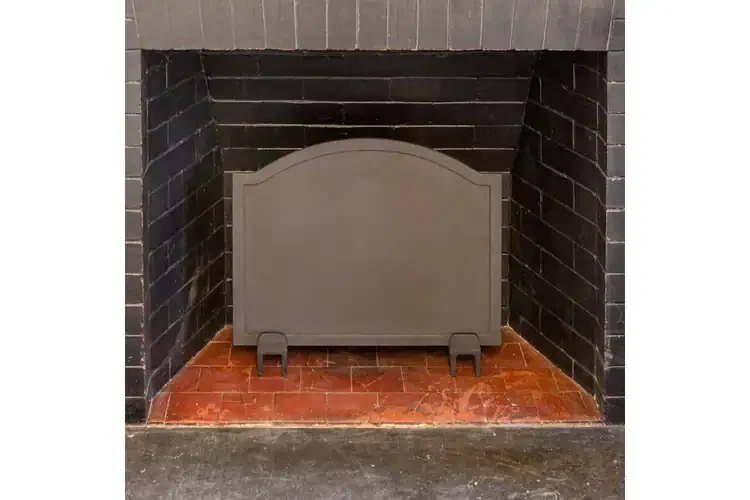 Small Plain Cast Iron Fireback – Matte Black Heat Reflector for Fireplaces Made of Cast Iron
