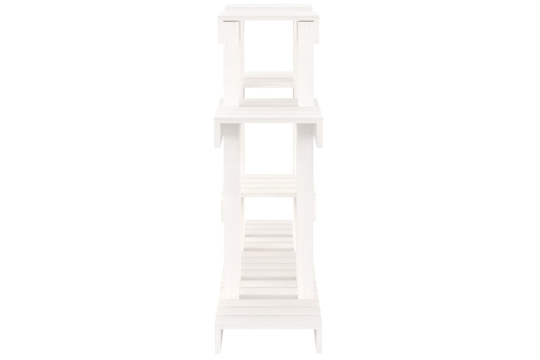 Weather-Resistant Plant Stand Multi-Tier Shelf for Indoor & Outdoor Plants 104.5x25x77.5 cm Made of Solid Wood Pine in White