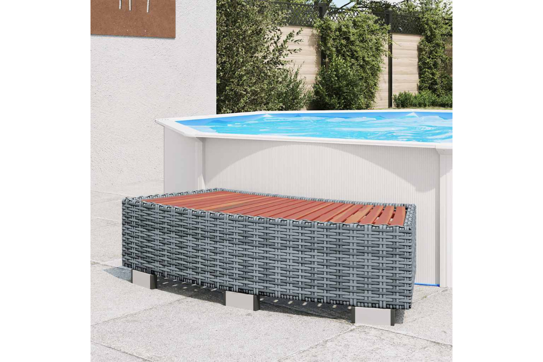 Spa Step Poly Rattan 92 x 45 x 25 cm in Gray