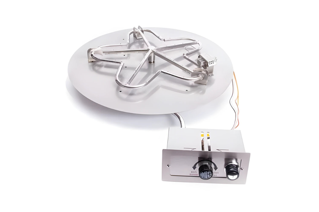 HPC Round Flat Fire Pit Insert Push Button Ignition Standard Burner
