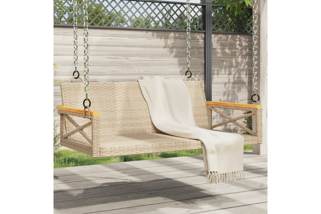 Swing Bench Poly Rattan in Beige