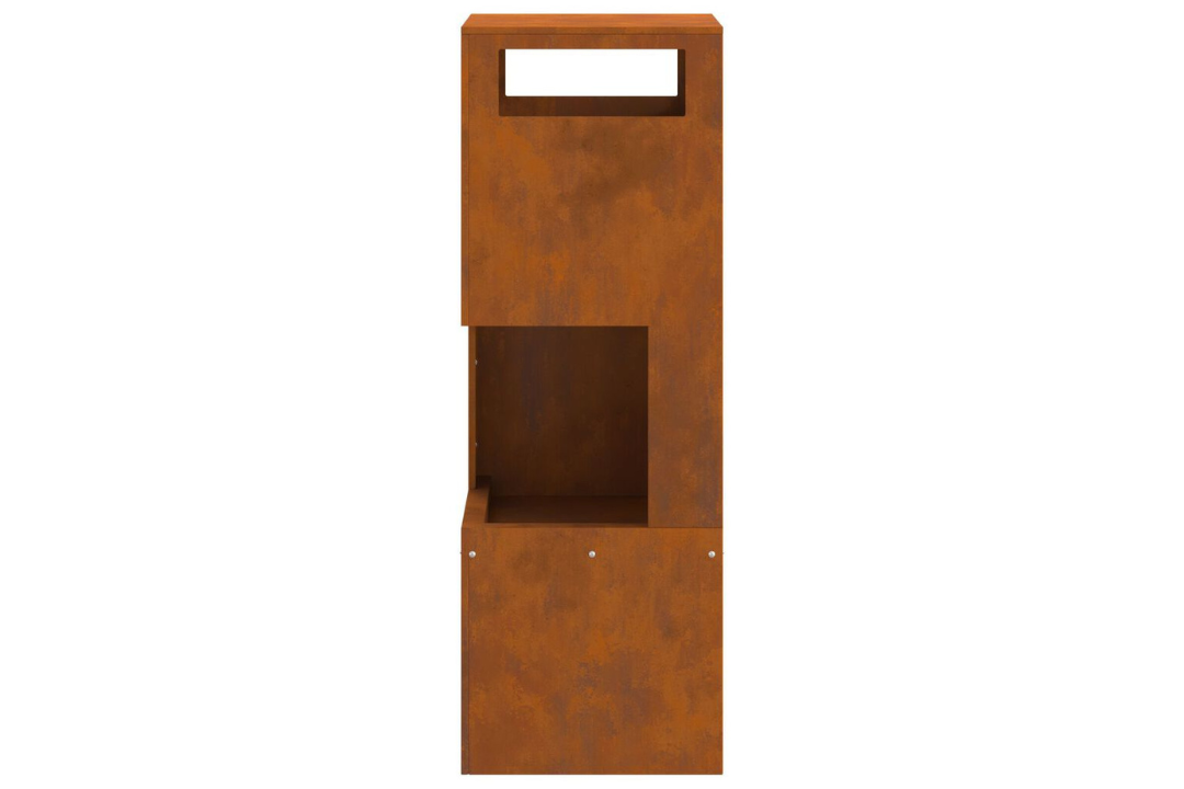 Modern Square Steel Fire Pit 35 x 35 x 100 cm in Rusty Brown Weathering Steel
