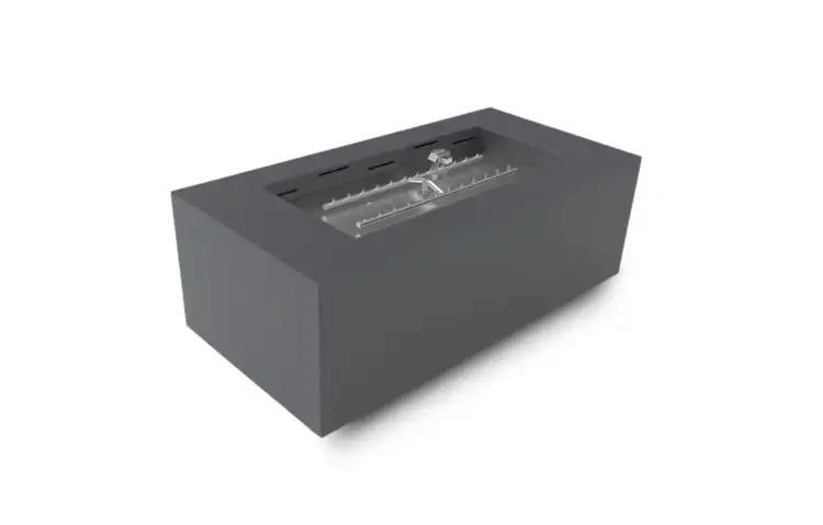 HPC Tejas Rectangular Fire Pit Enclosure Electronic Ignition Series in Silver Vein