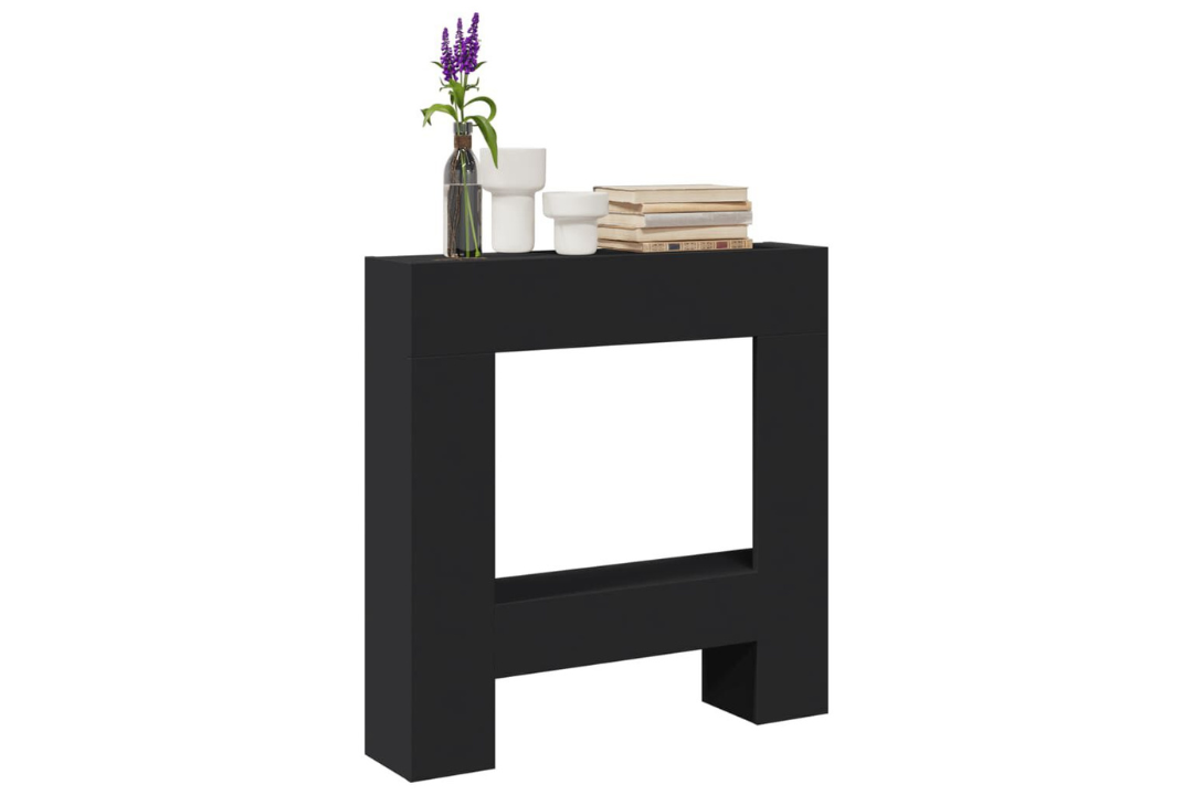 Fireplace Surround 81 x 18 x 82 cm in Black Oak Made of Engineered Wood Mantel Frame