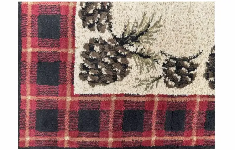 Vista Cones Red Plaid Rectangular Olefin Hearth Rug CloseUp