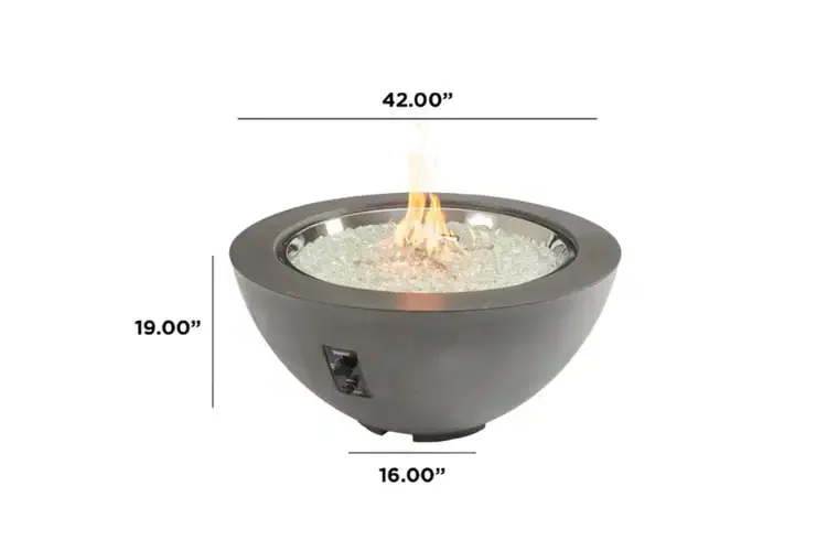 Cove Midnight Mist 42" Round Gas Fire Pit Bowl Dimension