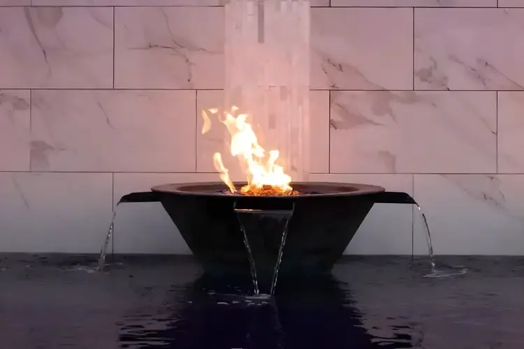 The Outdoor Plus 30" Cazo Fire & Water Bowl ® Copper 4-Way Spill