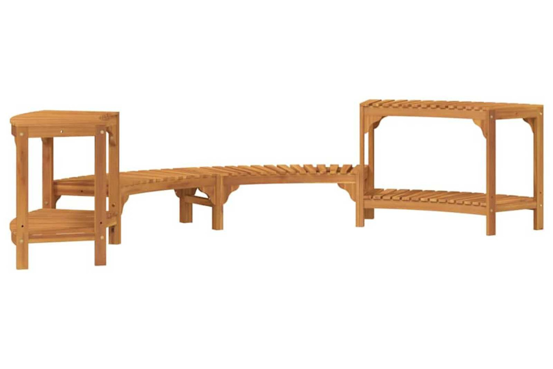 Hot Tub Surround Half-Round Solid Wood in Natural Brown Acacia in 252 x 111.5 x 55.5 cm