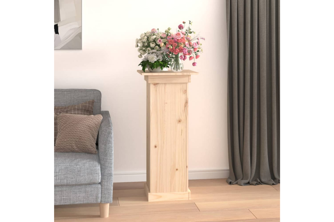 Indoors and Outdoors Flower Stand Wood Solid Pine with Decorative Inlays in 40x40x90 cm