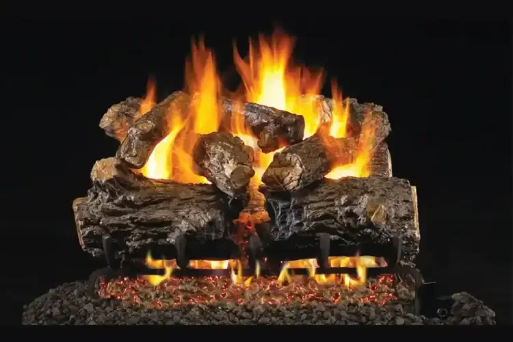 Real Fyre Burnt Rustic Oak 24" Outdoor Vented Gas Log Set with Burner
