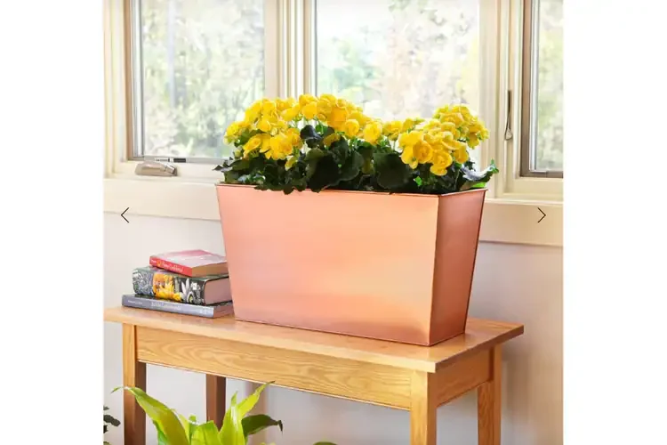 SOLARIA Copper-Plated Tall Flower Box – Indoor Modern Planter