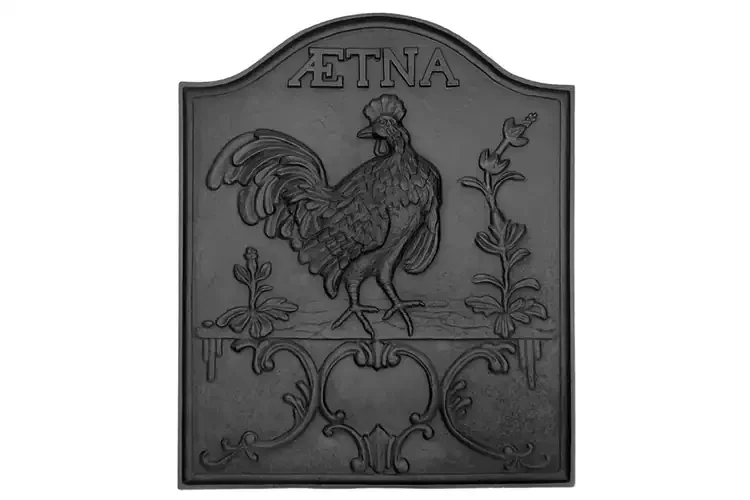 Aetna Fireback Made of Cast Iron with Matte Black Finish