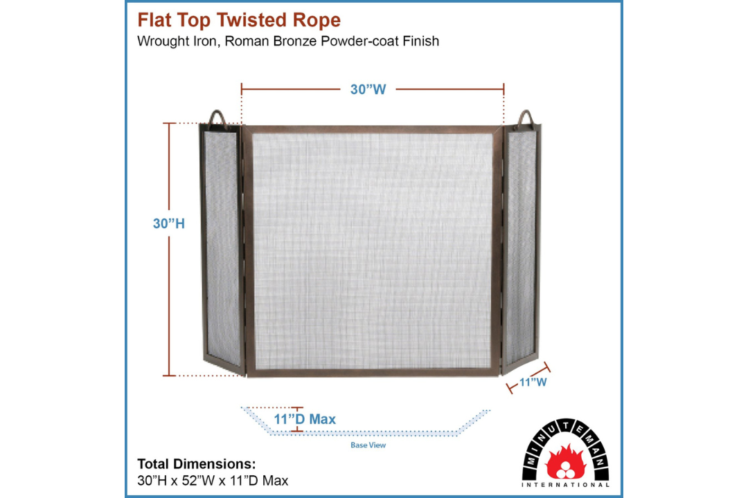 Twisted Rope Folding Fireplace Screen in Roman Bronze Specifications