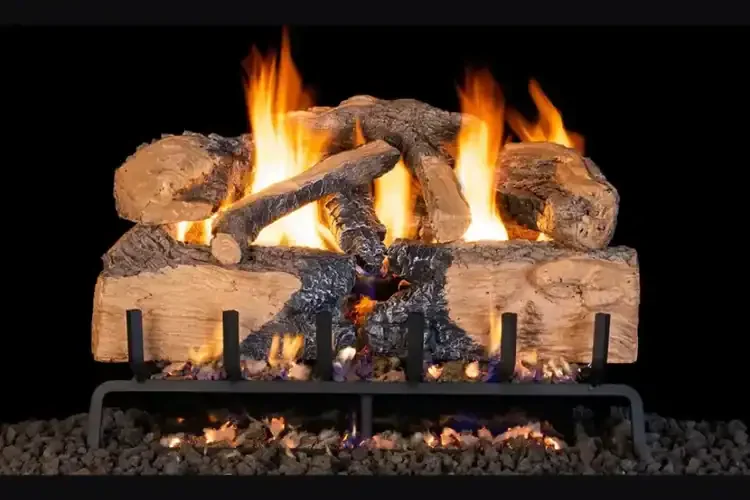 Real Fyre Charred Angel Split Oak 30" Outdoor Gas Log Set with Burner