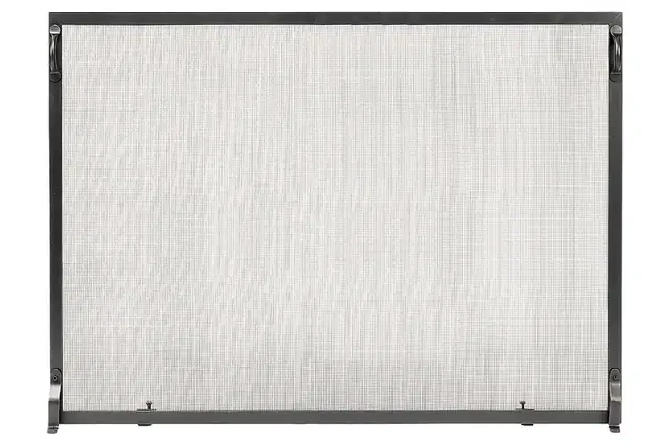 Colonial Flat Fireplace Screens – Wrought Iron, Graphite Finish in 50 x 36