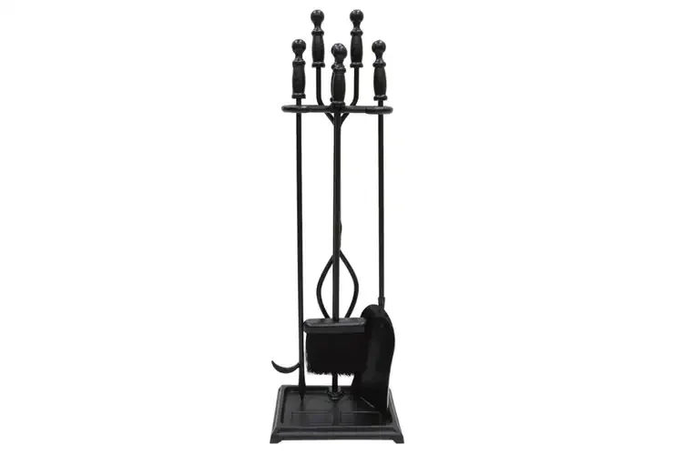 Westminster Fireplace Tool Set in All Black – Made of Cast Iron 4-Piece Hearth Tool Kit