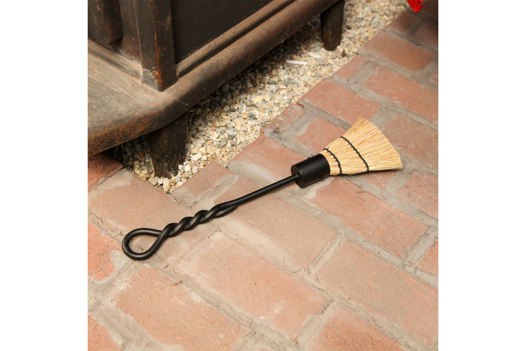 Rope Handle Mini Brush Fireplace Tools – Wrought Iron in Black Powder Coated Finish