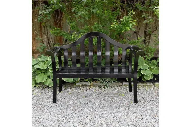 Black Camelback Bench with a Glossy Finish
