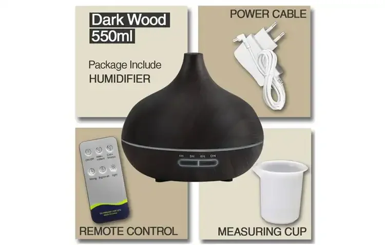 Aromatherapy Essential Oil Diffuser Dark Wood Grain Whats In The Box