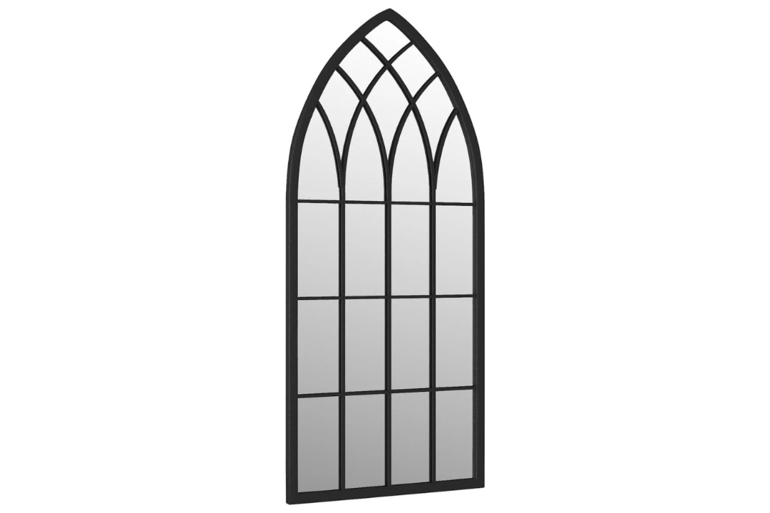 Gothic Arch Outdoor Garden Mirror 100 x 45 cm in Black
