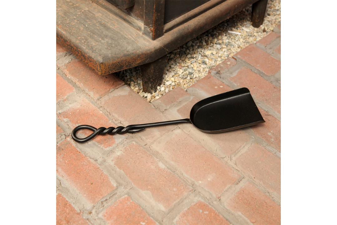 Rope Handle Mini Shovel Fireplace Tools – Wrought Iron in Black Powder Coated Finish