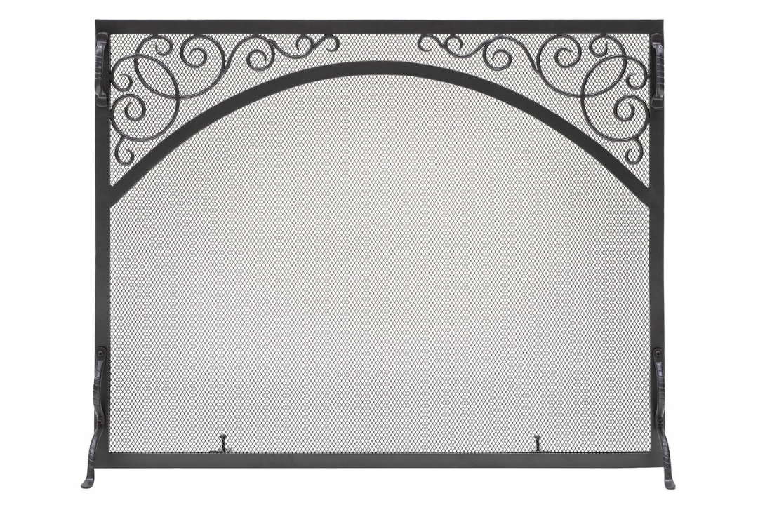 Sterling Flat Fireplace Screen in 38" W x 30" H Made from Wrought Iron